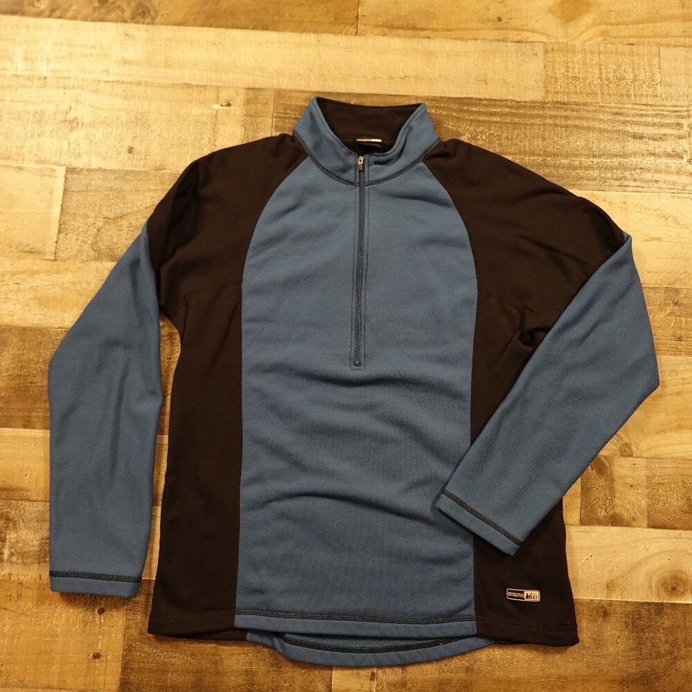 REI half zip pullover‎ fleece sweater men's XL blue black Polartec